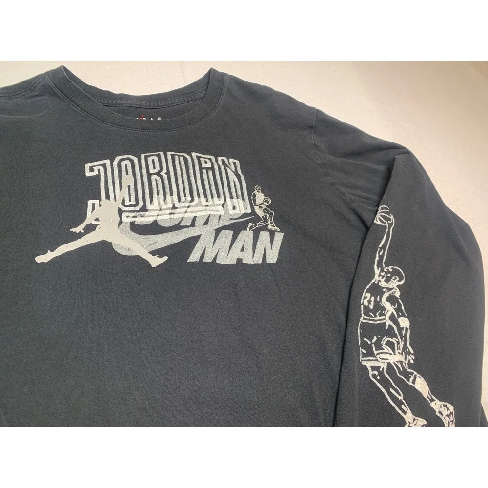 Jordan Jumpman Mens Black Long Sleeve Graphic T-Shirt XL‎ Michael Jordan Sleeve